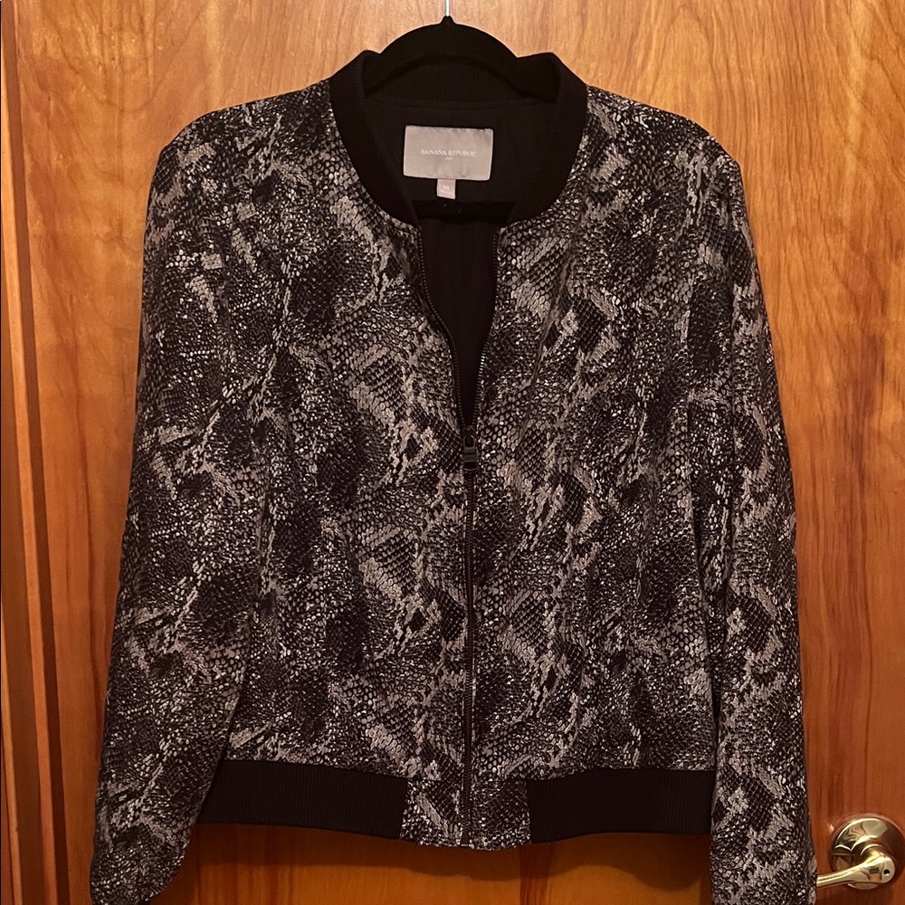 Banana Republic Black and Gray Bomber Jacket
